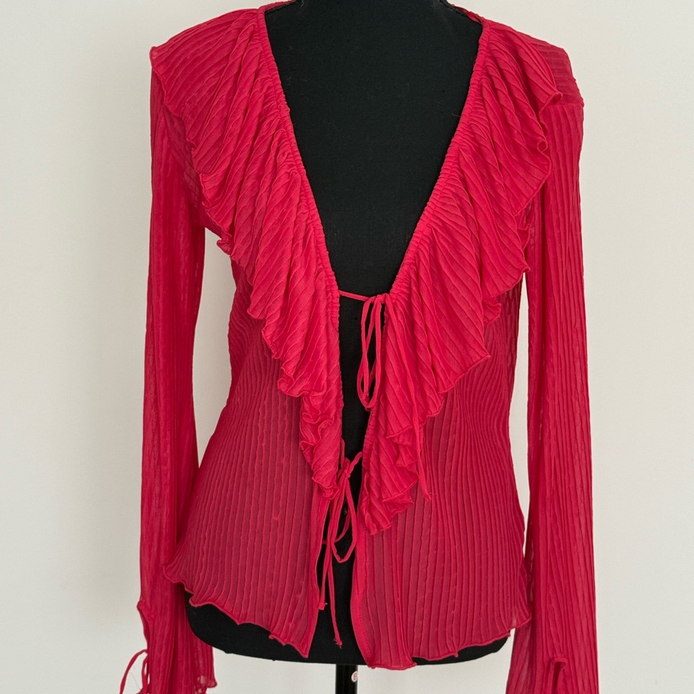 Zara Vibrant Red Ruffled Blouse